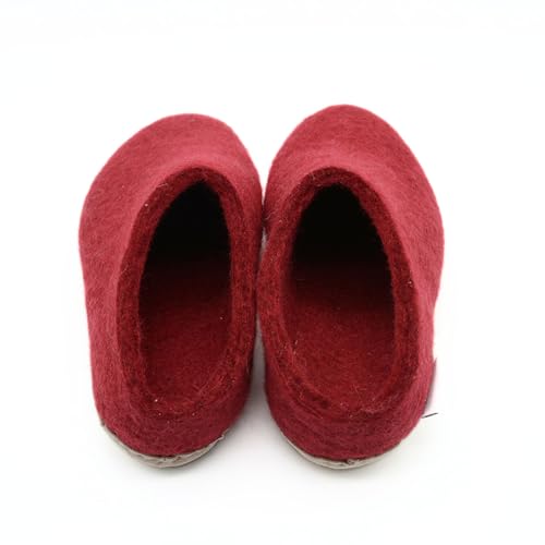 Handmade Maroon Slippers, Indoor Slippers, Wool Slip Ons, Slipper For Women And Men, Adult Unisex Slide3