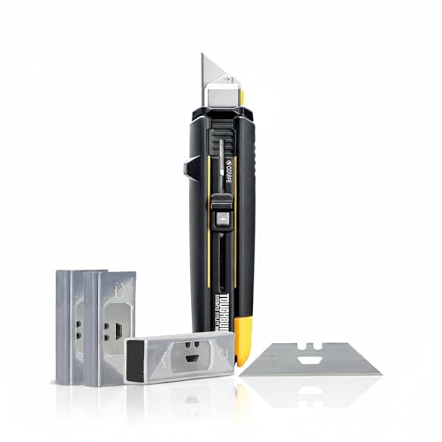 Image of ToughBuilt - Scraper Utility Knife & 30-Pack Replacement Blades Bundle, Heavy-Duty Folding Knife with Integrated Scraper Edge, Quick-Change System & Durable Precision Blades