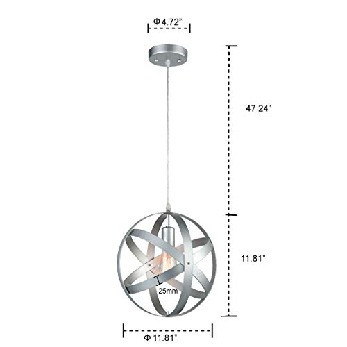 AXILAND Industrial Metal Spherical Pendant Changeable Hanging Lighting Fixture - Image 4