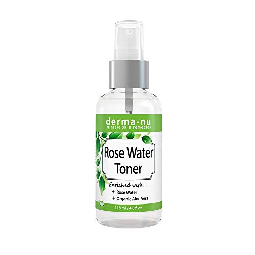 Rose Water Toner for Face - Natural Anti-Aging Facial Toner Spray for Women Enriched with Organic Aloe Vera - Organic Hydrating Pore Refining Toner Mist for Sensitive or Oily Skin