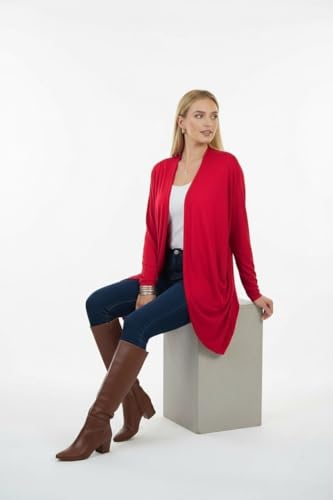 Image of ToBeInStyle Womens Open Front Long Sleeve Lightweight Asymmetrical Draped Cardigan with Side Pockets