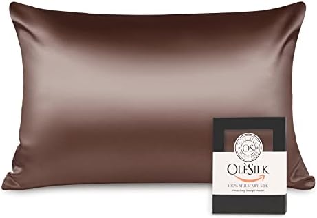 OLESILK 100% Silk Pillowcase for Hair and Skin, Both Sides 16 Momme Real Natural Mulberry Silk, with Hidden Zipper and Gift Box, 1pc, White, 50x75cm
