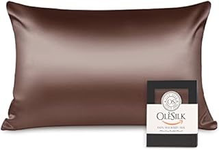 OLESILK 100% Silk Pillowcase for Hair and Skin, Both Sides 16 Momme Real Natural Mulberry Silk, with Hidden Zipper and Gift Box, 1pc, White, 50x75cm