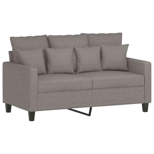 vidaXL Sofagarnitur 4-TLG., Sessel Couch mit Kissen Fußhocker, Sofa Wohnzimmersofa mit Armlehnen, Couchgarnitur Designsofa Sitzmöbel Polstermöbel, Taupe Stoff – Bild 5