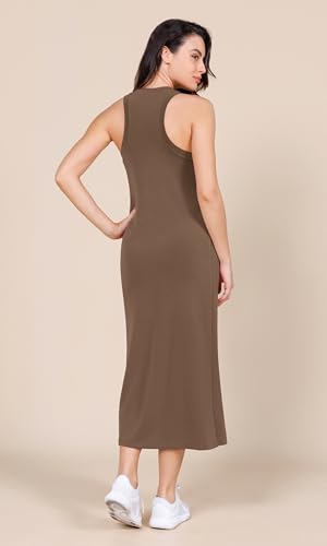 Image of ODODOS Modal Soft Front Split Midi Dress for Women, V Neck Sleeveless Casual Summer Tank Dress