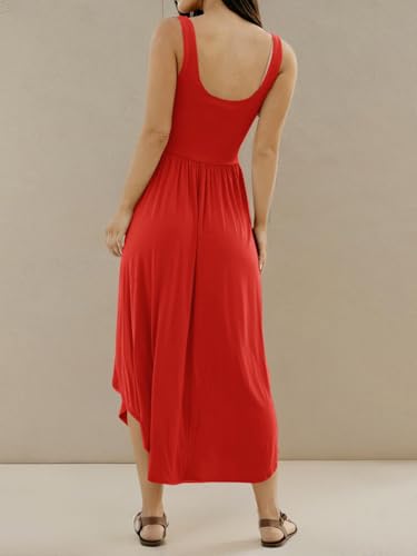 Image of Langwyqu Womens 2026 Summer Sleeveless Tank Dress Empire Waist Asymmetrical Flowy Casual Maxi Dresses