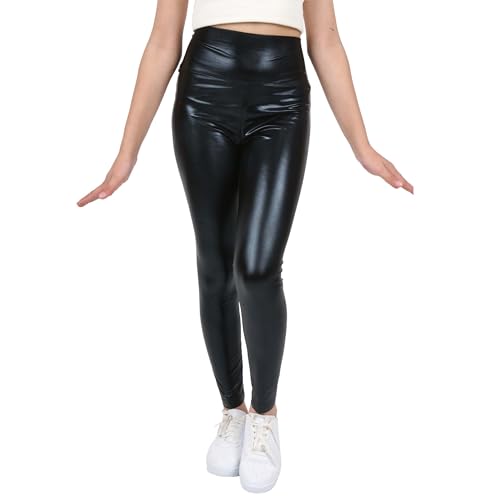 Girls Metallic High Waisted Lenggings Shiny Sparkly Strech Yoga Dance Running Workout Tights for Teen School