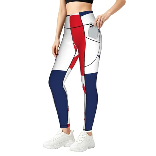 Legging haut de gamme imprimé drapeau Panama stretch avec poches