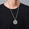 VASSAGO Om Aum Necklace Ohm Lotus Pendant Buddha Chain Stainless Steel Round Meditation Jewelry for Men Women (Silver-3) #1