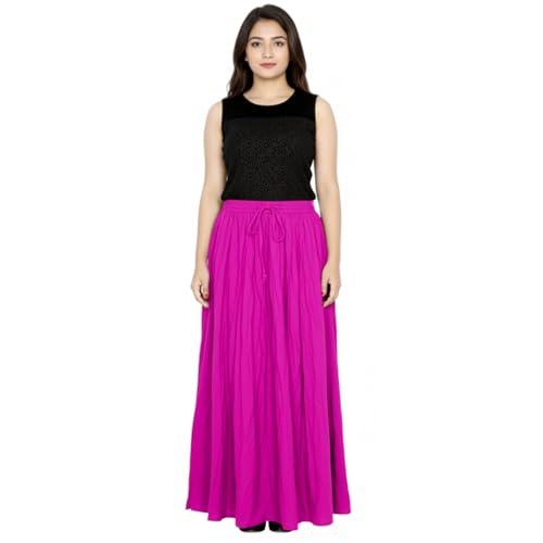 Image of Sttoffa Women Solid Color Maxi Plain Cotton Full Length White Skirt 40 inch Long Cotton Long Skirt