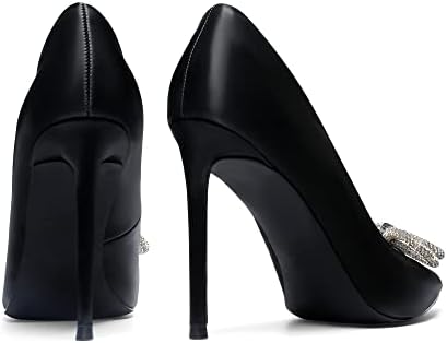 DREAM PAIRS Women's High Heels for Women Classic Pointed Closed Toe Pumps Sexy Sparkly Rhinestone Stiletto Heels Elegant Versatile Wedding Bridal Party Dress Shoes SDPU2207W Black Size 7 M US | Image 2