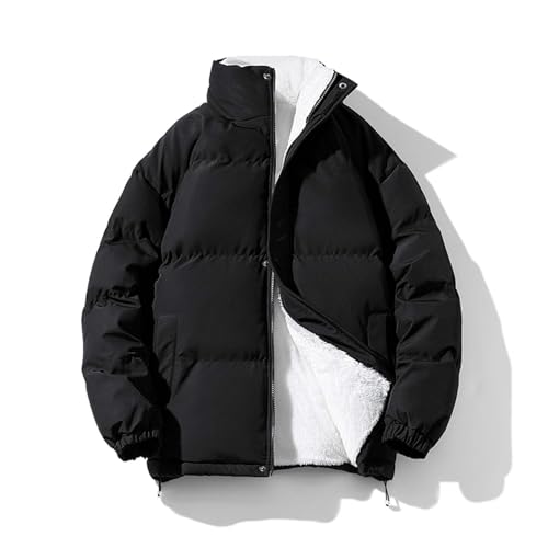 Zeiyignr Men Padded Down Jacket Fleece Lined Warm Coat Full Zip Puffer Jackets Fashion Clothing Winter Solid Color Streetwear2
