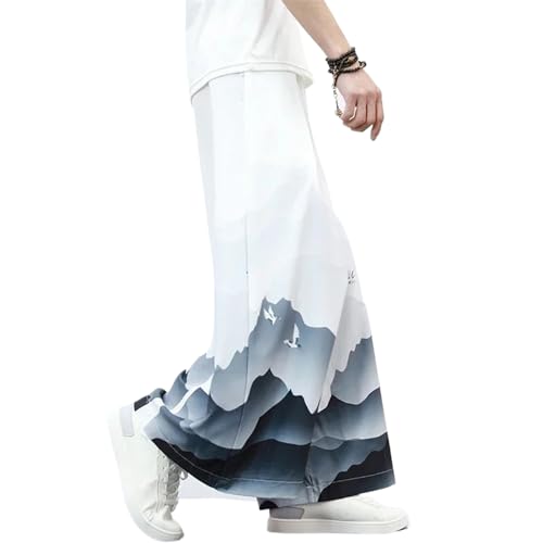 Pantalon style chinois homme en soie de glace fine coupe ample Harajuku premium