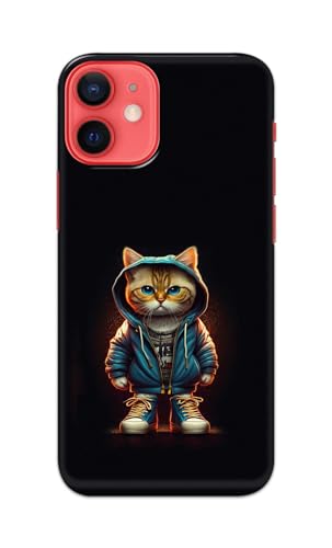 Image of PRINTFIDAA Printed Hard Back Cover Case for Apple iPhone 12 Mini Back Cover (Hipster Cat) -112