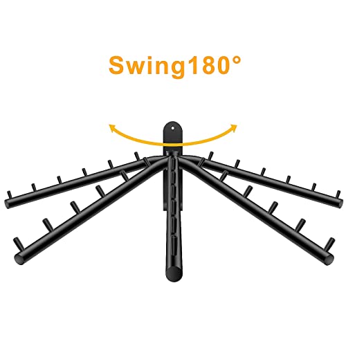 Bosszi 2-Pack Wall Mounted Folding Clothes Hanger Rack, Stainless Steel Clothes Hooks With Swing Arm Holder Space Saving Clothing Hanging System Closet Storage Organizer Heavy Duty Drying Rack (Black) #TOP2