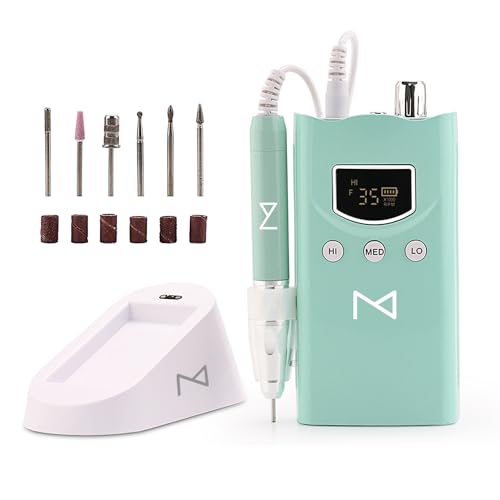M GEM Brushless Nail Drill 35K RPM, Cordless Efile Machine (Teal)