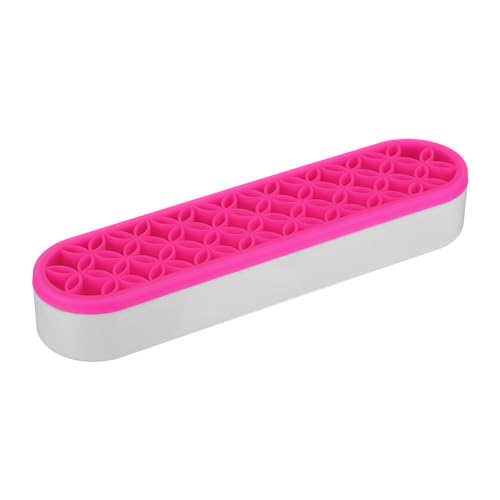 Image of PATIKIL Diamond Painted Pen Holder, Silicone Makeup Brush Holder Multi-Purpose Cosmetic Storage Box Desktop Organizer for Art Craft, Rose Red