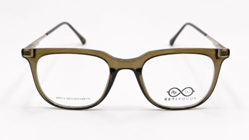 Image of Soft Square Optical Eyeglass Frame for Men & Women, Front with Metal Temples, Clear Demo Lenses, Lightweight Mixed Material Frame, Ribbed Temple Design for Prescription Lens Replacement