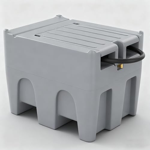 116 Gallon Portable Diesel & Gasoline Tank with 12V Electric Pump, 13Ft Hose & Auto Shut-Off Nozzle – Heavy Duty Fuel Storage Tank for Truck, Tractor, Generator, ATV, Marine & Construction Use - Gray