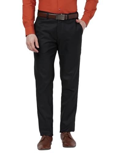 Image of Raymond Men Slim Fit Checks Pattern Polyester Blend Flat Front Formal Trouser