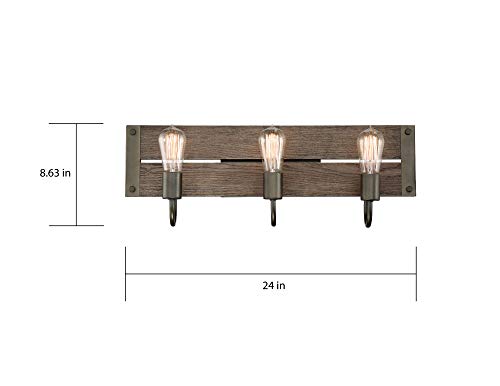 Image of Nuvo 60 /6429 Winchester 3-Light Vanity Fixture, Bronze & Aged-Wood Finish