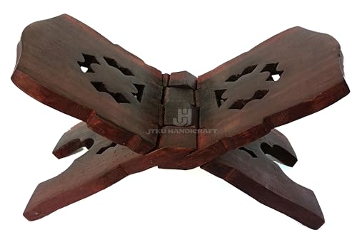 Jtku Handicraft Book Stand Cover Case Wooden Rehal Holy Quran Bible Gita Office Home Decor Furniture 10 inch Lenght