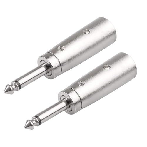 Image of MX 1 /4 inch TS to XLR Male Adapter - 6.35mm Mono to 3-Pin XLR Audio Connector for Mixer, Amplifier, Microphone & Instruments (2-Pack)
