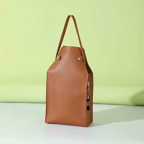 Bolsa de Cuero para Botellas de Vino Tinto con Asas, Reutilizable, para Llevar Dos Botellas de champán.