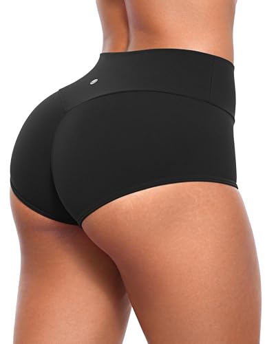 CRZ YOGA Secretsculpt Womens Butterlift Scrunch Butt Lifting Booty Shorts - High Waisted Yoga Workout Dance Gym Athletic Black Medium