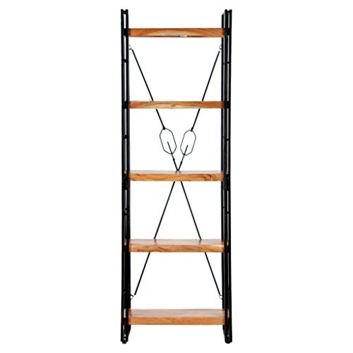 Vidaxl Bookshelf, Open Shelf 5-Tier Bookcase, Wall Bookshelf For Office Living Room, Freestanding Shelving Unit, Industrial, Solid Acacia Wood #TOP1
