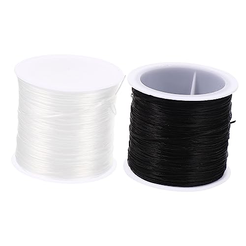 CLISPEED 4 Rollos Cuerda Elástica para Joyería Blancas Negras Cuerda Flexible para Pulseras y Collares DIY Resistente y Suave para Manualidades