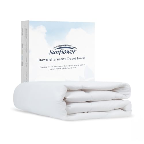 sunflower Comforter Queen Size White Down Alternative Filling 100% Cotton Shell Lightweight Bedding Queen Comforter Blanket for Summer with Corner Tabs Soft Breathable Machine Washable
