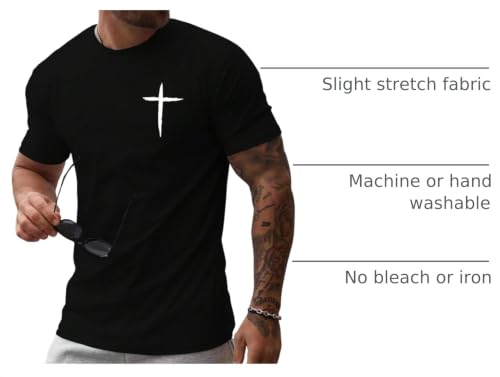 Image of Floerns Men's Cross Print Short Sleeve T Shirt Crewneck Tee Shirts