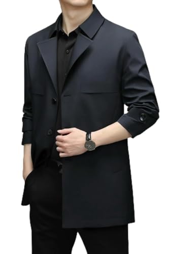 Veste longue homme style coréen couleur unie revers boutons slim