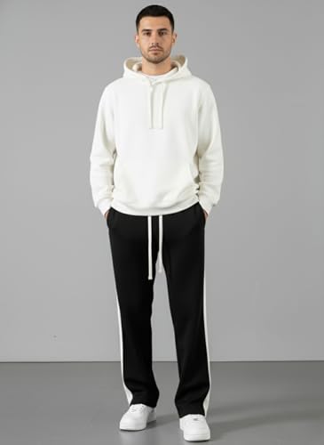 Image of INDICLUB Men's Track Pants with Side Stripe, Drawstring Waist, Straight Leg