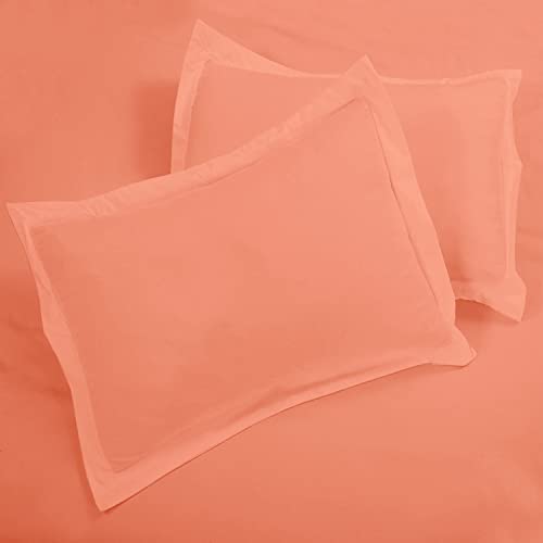 Image of ROYALE LINENS Coral Duvet Cover Twin Size - 2 Piece Bedding Comforter Covers - Zipper Closure - 1 Twin Duvet Cover 68x90 inches and 1 Pillow Sham - No Comforter Included