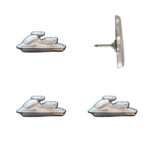 Image of Jet Ski Push Pins - Silver Jet Ski Map Pins for Cork Boards, Maps, or Lapel Use - Designed in USA - Set of 4