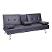 Produktbild Mendler 3er-Sofa HWC-F60, Couch Schlafsofa Gästebett, Tassenhalter verstellbar 97x166cm - Kunstleder, braun