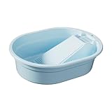 Ioensy Washboard Basin Laundry Basin with Soap Holder Tool Wash Tub Scrubbing Board for Dormitory Home Laundry Hand Wash Bathroom, Blue