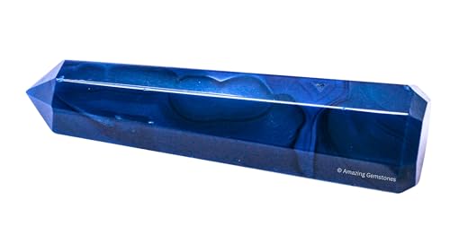 Image of Amazing Gemstone Blue Agate Crystal Towers ~ Natural Healing Crystal Point Obelisk for Reiki Healing and Crystal Grid (2 inch to 3 inch INCH)