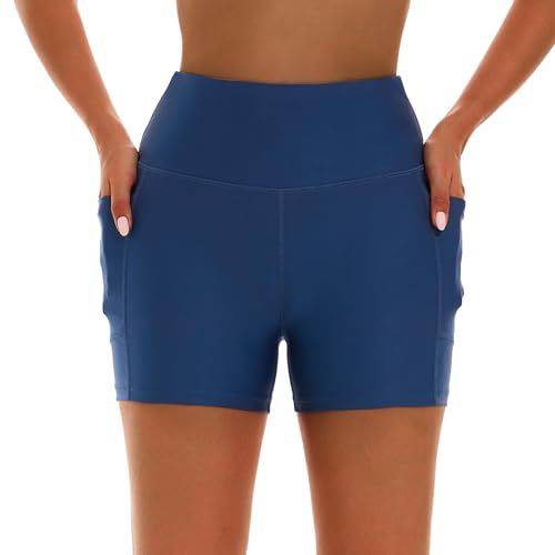 Image of HODOSPORTS Women's 3'' /5'' /7'' /9'' /12'' Swim Board Shorts UPF50+ High Waisted Quick Dry Swimsuit Bottoms with Pockets Liner