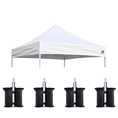 Image of Eurmax USA 8x8 Pop Up Canopy Replacement Top,Universal Instant Canopy Cover ONLY,Heavy Duty UPF 50+ UV Protection,Water & Wind Resistant Tarp,30+ Colors Available,Bonus 4 Sand Bags (White)