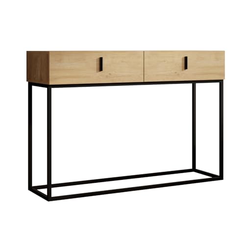 MB Muebles Bonitos, Meuble d'Entrée Aron, Console Design Industriel, Structure en Acier Noir Mat, Couleur Safir, 120x83.6x36.8 cm