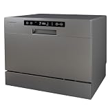 Lavastoviglie compatta Turbionaire AVA 6 TPDSAVA6CTG, 6 coperti, 6 programmi, Classe D, modalità Eco, indicatore sale e brillantante, addolcitore acqua, lavaggio 360°, Restart, 55 cm, Grigio