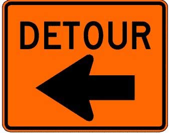 Detour with Left Turn Arrow Traffic Sign 30 inch x 24 inch HI Sheeting .080 Aluminum: MUTCD M4-9L