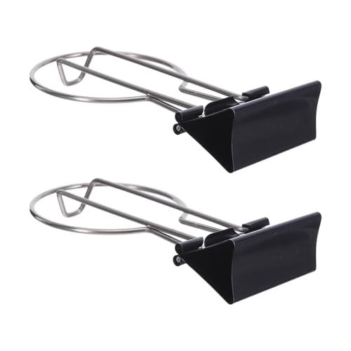 INOOMP Portavasos con Clip Metálico para Escritorio 2 Unidades, Soporte Extraíble Antiderrames para Tazas y Botellas, Abrazadera Ajustable para Oficina, Hogar y Aula, Accesorio
