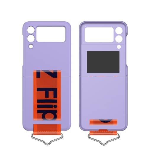 Capa para Samsung Galaxy Z Flip 3, suporte de pulseira anti-queda de cor ultrafina dobrável e sólida