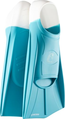 CRESSI Vera Fins Aquamarine/White L Aletas Cortas Unisex 100% Silicona con Calzante Cerrado, para Natación, Entrenamiento en Aguas Abiertas, Piscina, Apnea, Buceo, Aguamarina/Blanco, L (EU 42/44)