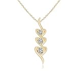 Angara Collar con colgante de tres piedras de diamante natural para mujer, niña de oro macizo de 14 quilates, platino | piedra de nacimiento de abril | regalo para ella | aniversario de boda,