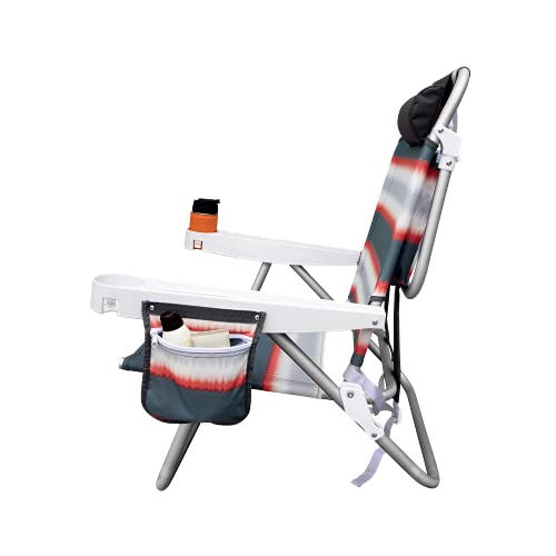 Hurley Deluxe Backpack Beach Chair, Pitas Tie Dye, Khaki Beachfront Decor